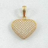 Pendant Dense Heart 2.35gr / 2.2cm (0.9in) / White Zircons 18K Yellow Gold *