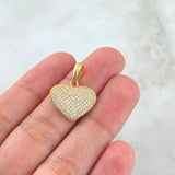 Pendant Dense Heart 2.35gr / 2.2cm (0.9in) / White Zircons 18K Yellow Gold *