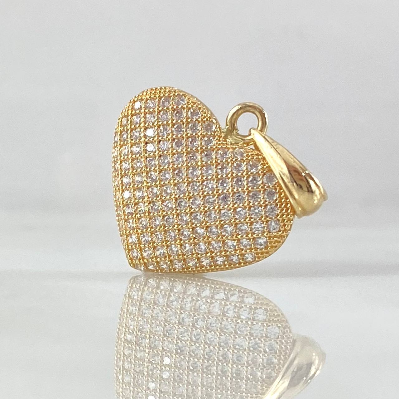 Pendant Dense Heart 2.35gr / 2.2cm (0.9in) / White Zircons 18K Yellow Gold *
