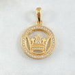 Dije Medalla Corona Real 5.4gr / 3cm / Circones Blancos Oro Amarillo 18K *