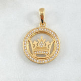 Dije Medalla Corona Real 5.4gr / 3cm / Circones Blancos Oro Amarillo 18K *