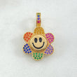 Pendant Animated Flower Mobile 4.45gr / 2.5cm (1.0in) / Multicolor Zircons 18K Yellow Gold *