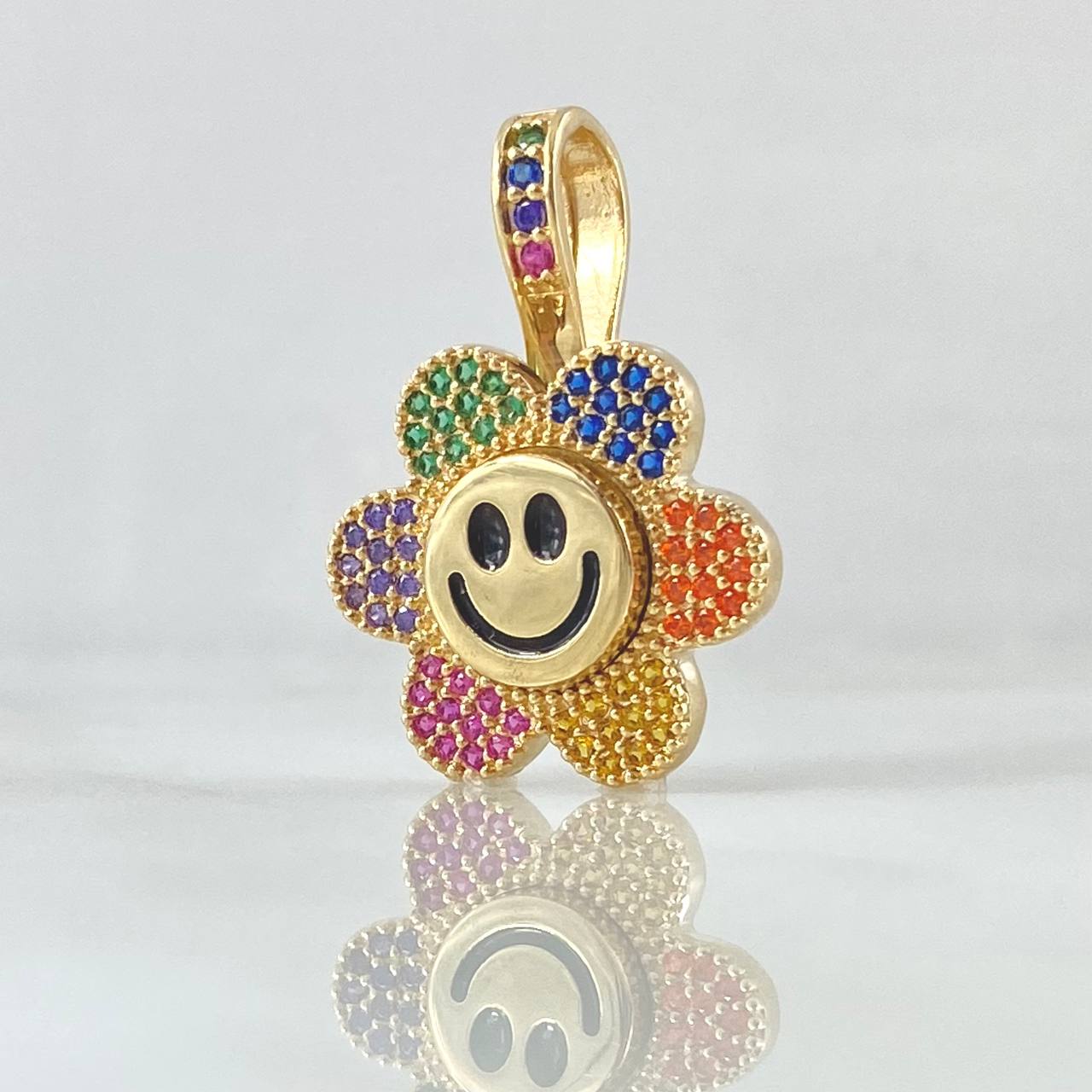 Pendant Animated Flower Mobile 4.45gr / 2.5cm (1.0in) / Multicolor Zircons 18K Yellow Gold *