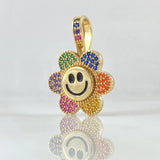 Pendant Animated Flower Mobile 4.45gr / 2.5cm (1.0in) / Multicolor Zircons 18K Yellow Gold *