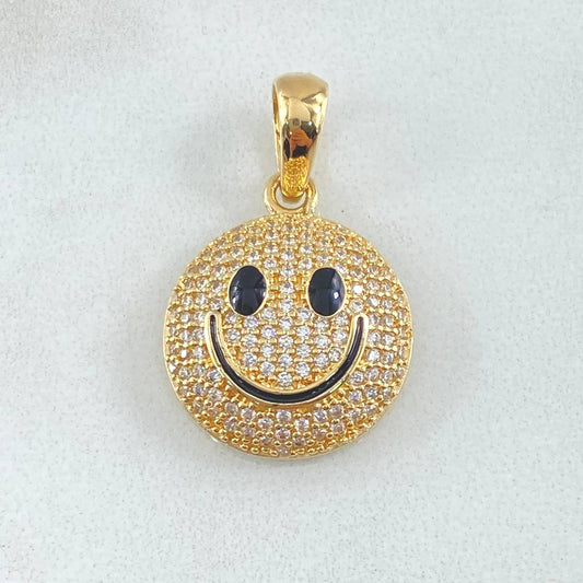 Pendant Happy Face Dense 3.8gr / 2.5cm (1.0in) / White Zircons 18K Yellow Gold *