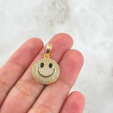 Pendant Happy Face Dense 3.8gr / 2.5cm (1.0in) / White Zircons 18K Yellow Gold *