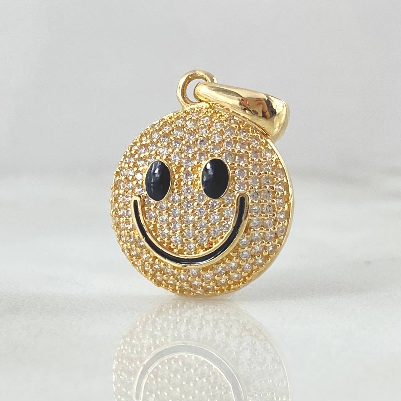 Pendant Happy Face Dense 3.8gr / 2.5cm (1.0in) / White Zircons 18K Yellow Gold *