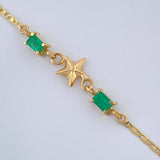 Pulso Escalera Plana Estrella Esmeralda 1.3gr / 7 in / 1.25mm Oro Amarillo 18K %