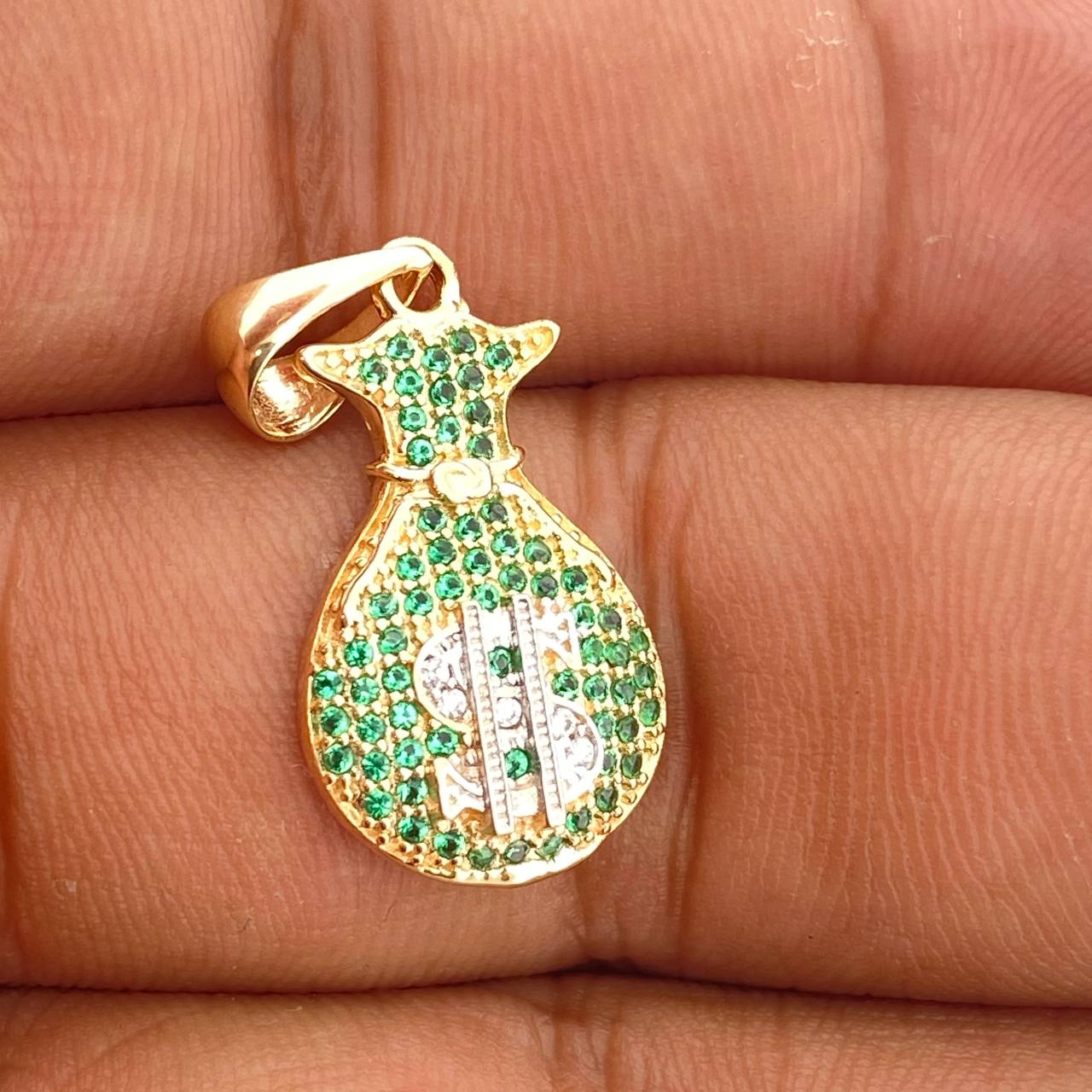 Dije Bolsa De Dinero 2.35gr / 1 1/4 in / Dos Oros Amarillo Blanco 18K %
