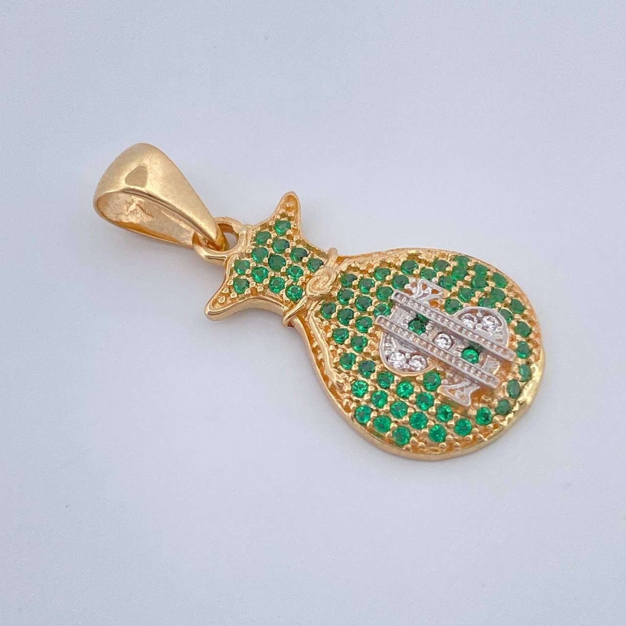 Dije Bolsa De Dinero 2.35gr / 1 1/4 in / Dos Oros Amarillo Blanco 18K %