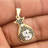 Dije Bolsa De Dinero 2.5gr / 1 1/4 in / Dos Oros Amarillo Blanco 18K %