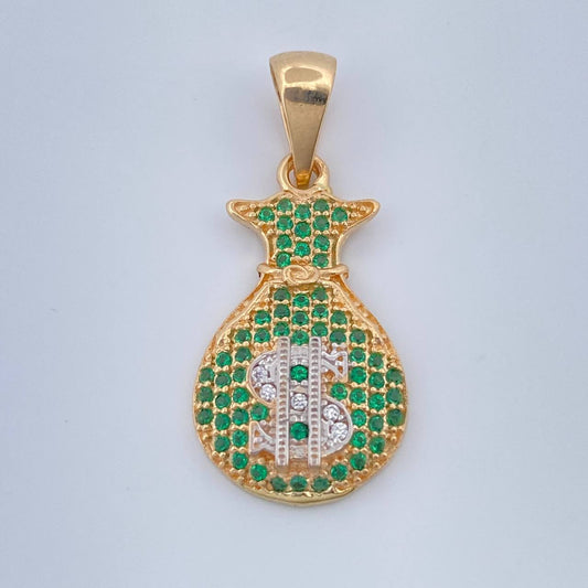 Dije Bolsa De Dinero 2.35gr / 1 1/4 in / Dos Oros Amarillo Blanco 18K %