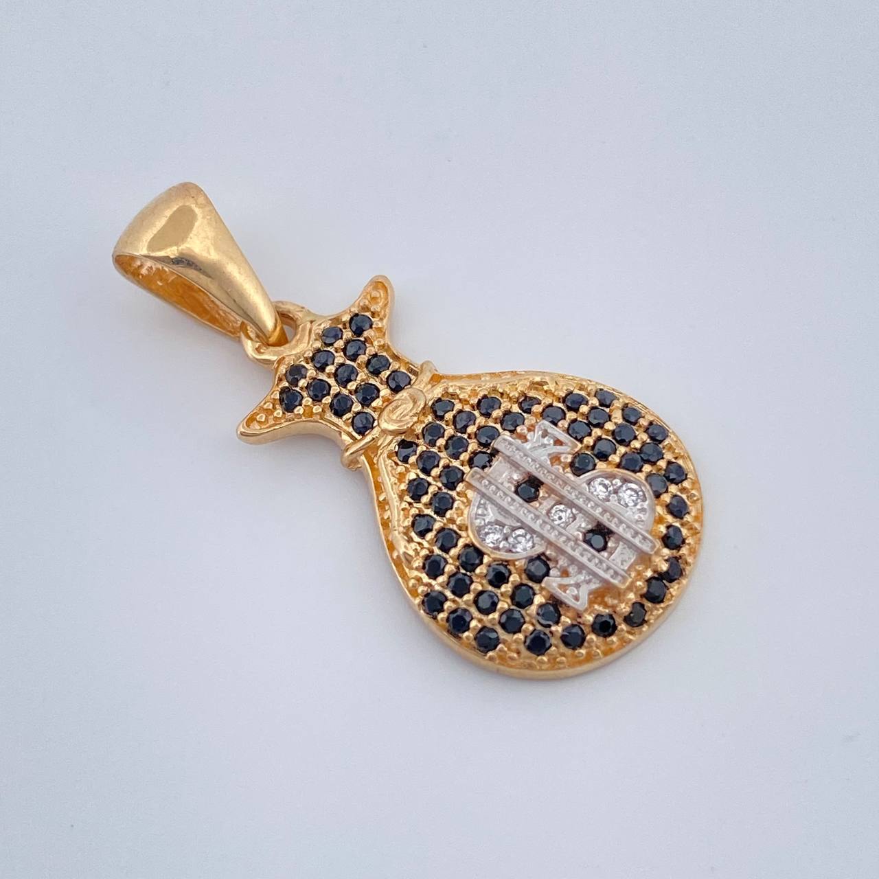 Dije Bolsa De Dinero 2.5gr / 1 1/4 in / Dos Oros Amarillo Blanco 18K %