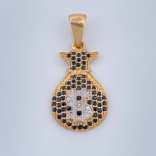 Dije Bolsa De Dinero 2.5gr / 1 1/4 in / Dos Oros Amarillo Blanco 18K %