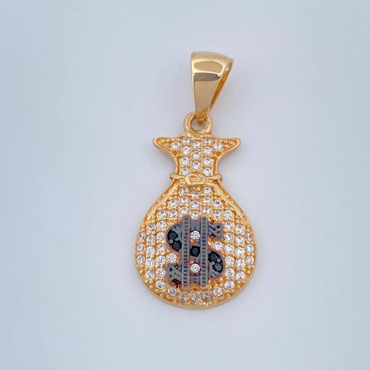 Dije Bolsa De Dinero 2.25gr / 1 1/4 in / Dos Oros Negro Amarillo 18K %