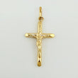 Dije Cristo Cruz Puntas Planas 0.9gr / 1 1/4 in / Oro Amarillo 18K