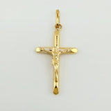 Dije Cristo Cruz Puntas Planas 0.9gr / 1 1/4 in / Oro Amarillo 18K