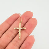 Dije Cristo Cruz Puntas Planas 0.9gr / 1 1/4 in / Oro Amarillo 18K