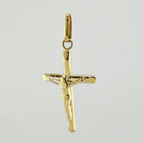 Dije Cristo Cruz Puntas Planas 0.9gr / 1 1/4 in / Oro Amarillo 18K