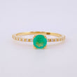 Solitaire Ring Dense Four Prongs Diamonds 8pts Emerald 40pts 1.7g / T7 1/2 Yellow Gold 18K