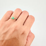 Solitaire Ring Dense Four Prongs Diamonds 8pts Emerald 40pts 1.7g / T7 1/2 Yellow Gold 18K