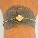 Pulso Trebol Aro Seguido 3.1gr / 7 1/4 in / 2mm Tres Oros 18K &