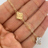 Pulso Trebol Aro Seguido 3.1gr / 7 1/4 in / 2mm Tres Oros 18K &