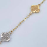 Pulso Trebol Aro Seguido 3.1gr / 7 1/4 in / 2mm Tres Oros 18K &