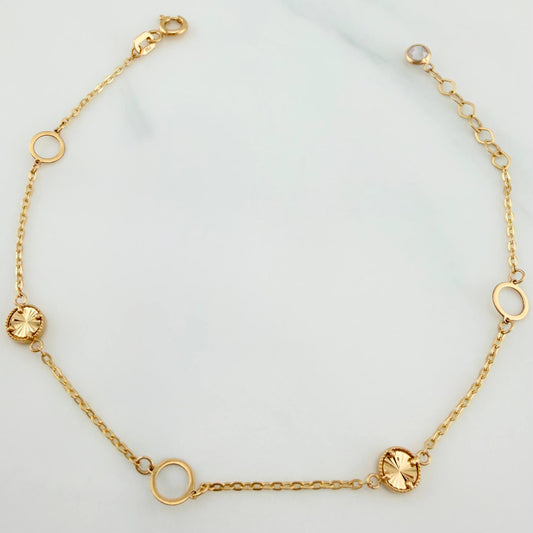 Pulso Modulable Aro Seguido Circulos 1.7 g / 7 3/4 in - 6 3/4 in / 1.19 mm Oro Amarillo 18K