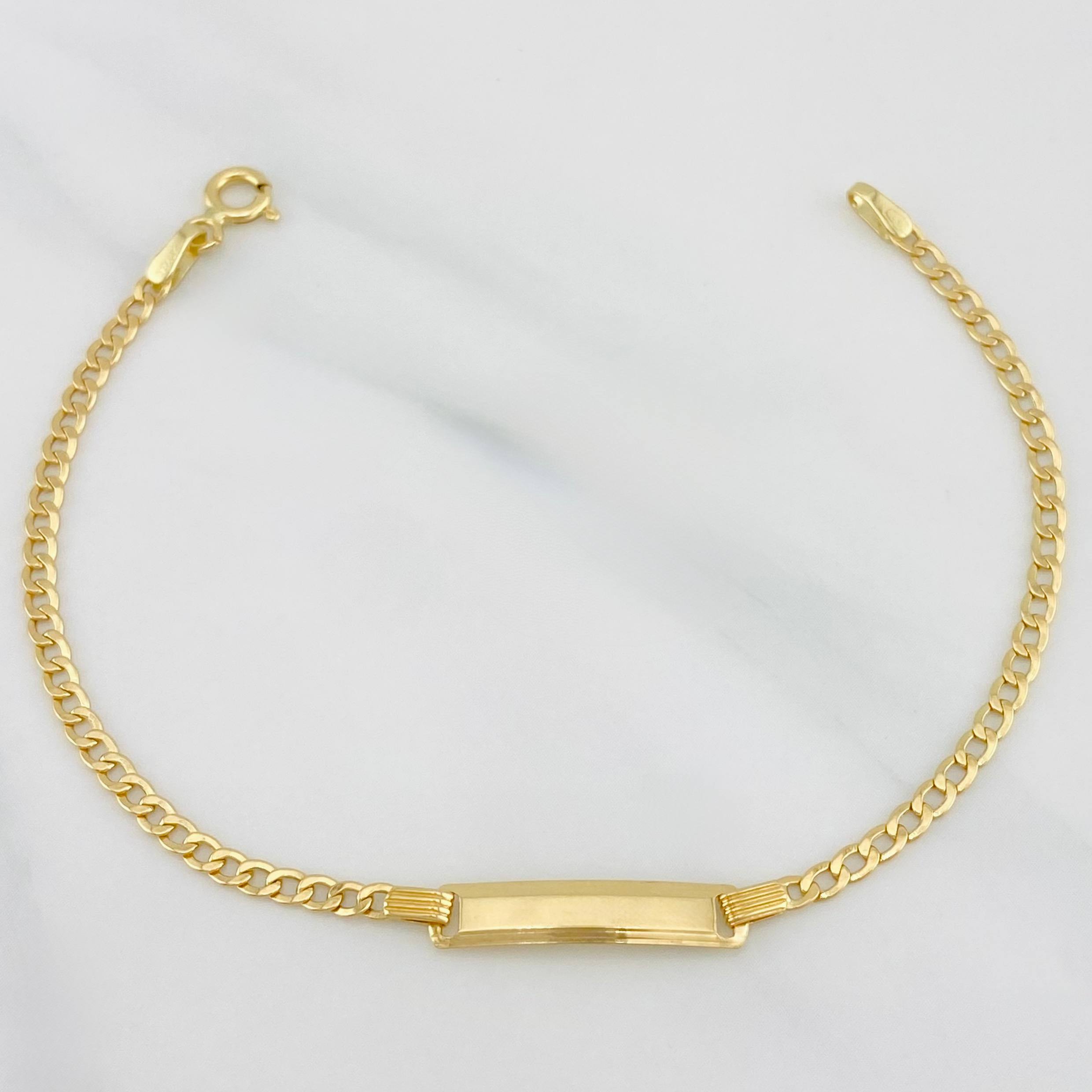 Pulso Cubano Placa Rectangular 1.7 g / 6 1/2 in / 2.31 mm Oro Amarillo 18K
