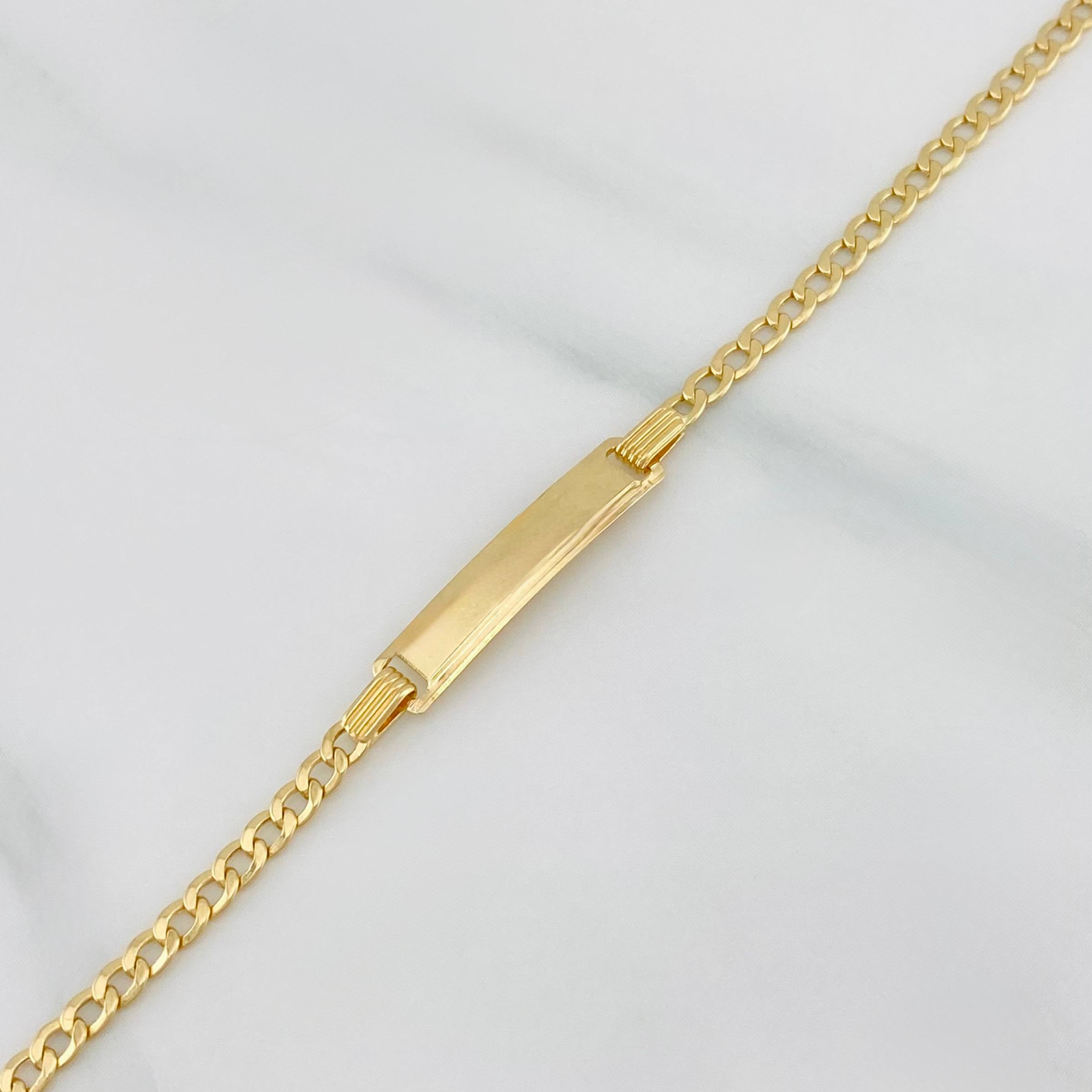 Pulso Cubano Placa Rectangular 1.7 g / 6 1/2 in / 2.31 mm Oro Amarillo 18K