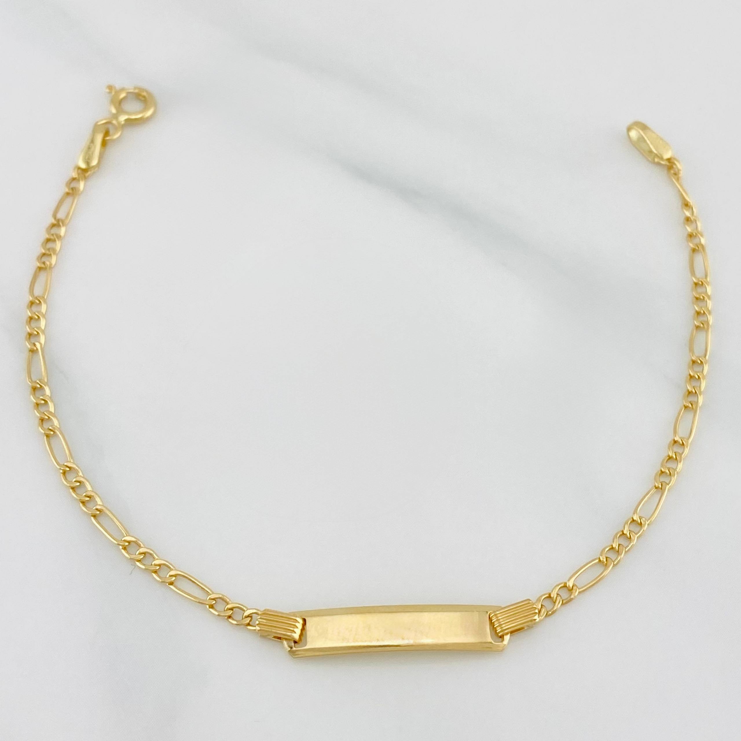 Pulso Fígaro Placa Rectangular 1.55 g / 6 1/2 in / 1.91 mm Oro Amarillo 18K