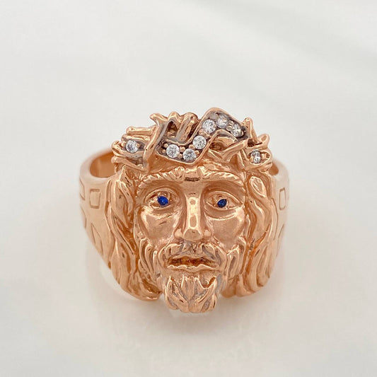 Anillo Rostro De Cristo 14.4gr / T10 3/4 / Oro Rosa 18K $