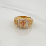 Anillo Sello Cruz 8.8gr / T9 1/2 / Tres Oros 18K $