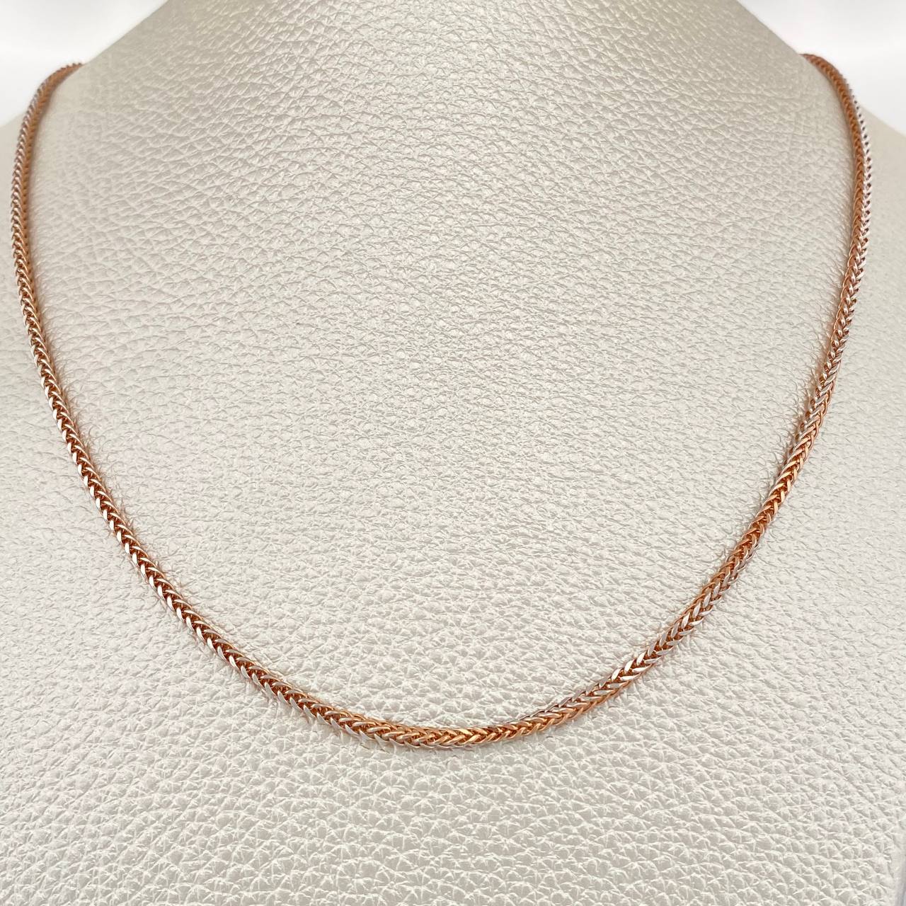 Cadena Franco 5.5gr / 23 1/2 in / 1.75mm Dos Oros Blanco Rosa +3 18K %