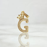 Pendant Letter G Crown 1.4gr / 2.5cm / White Zircons 18K Yellow Gold ©