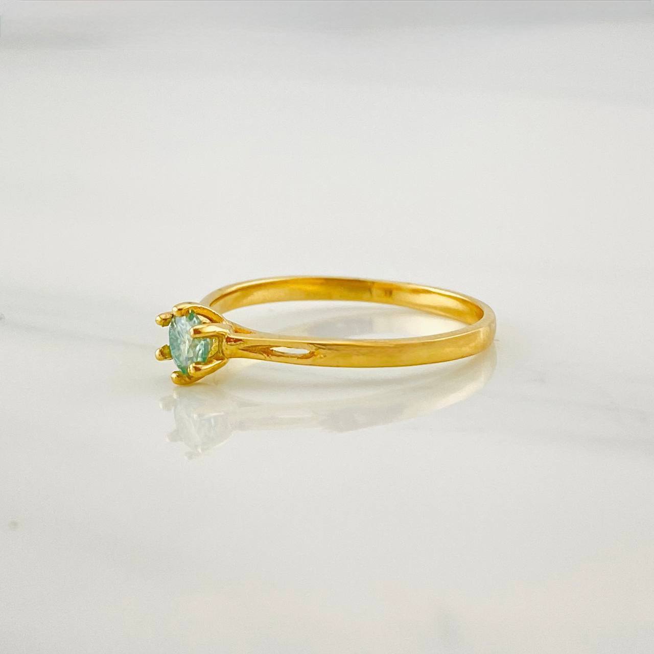 Anillo Solitario Moisanita 0.20 pts 1.75g / T7 1/2 Oro Amarillo 18K