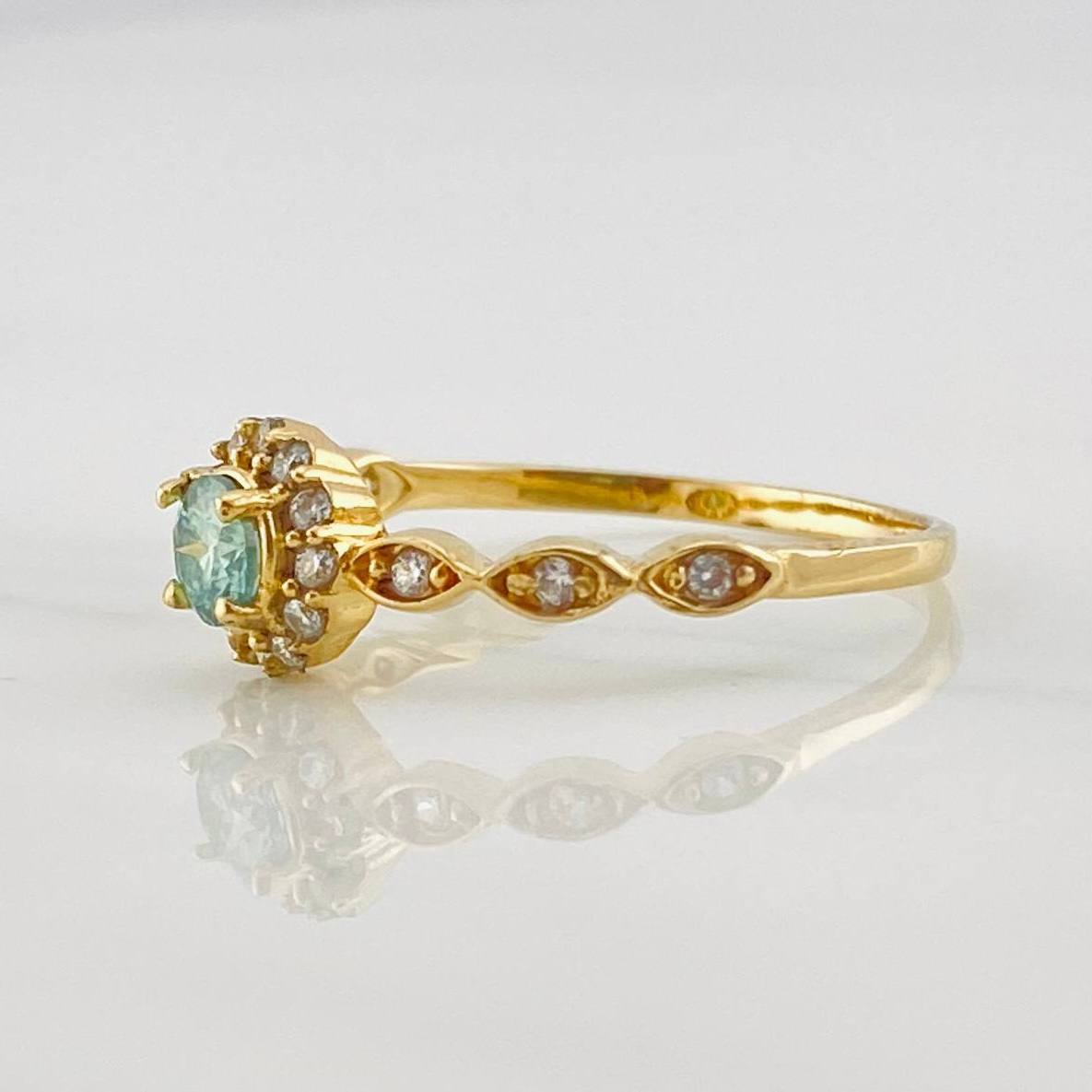 Halo Churumbela Moissanite Ring 0.38 pts 1.85g / Size 7 3/4 Yellow Gold 18K