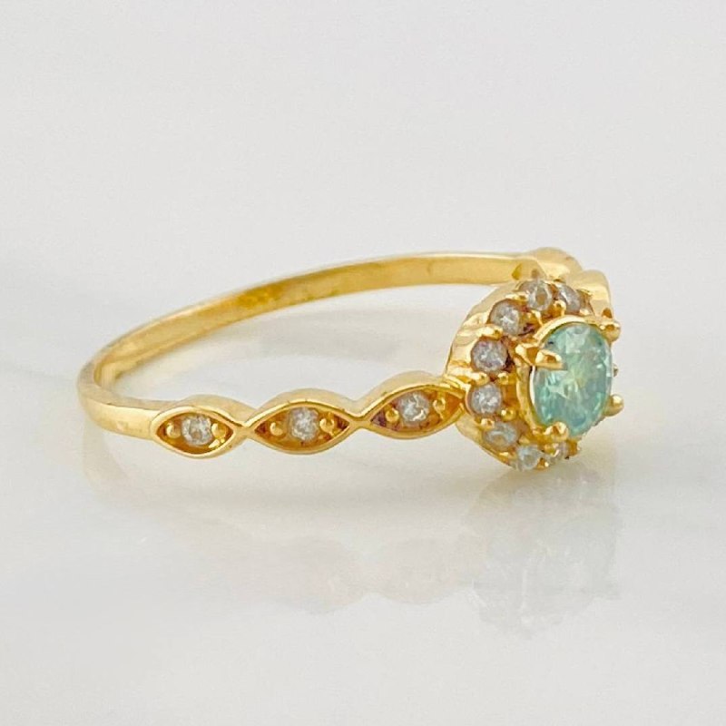 Halo Churumbela Moissanite Ring 0.38 pts 1.85g / Size 7 3/4 Yellow Gold 18K