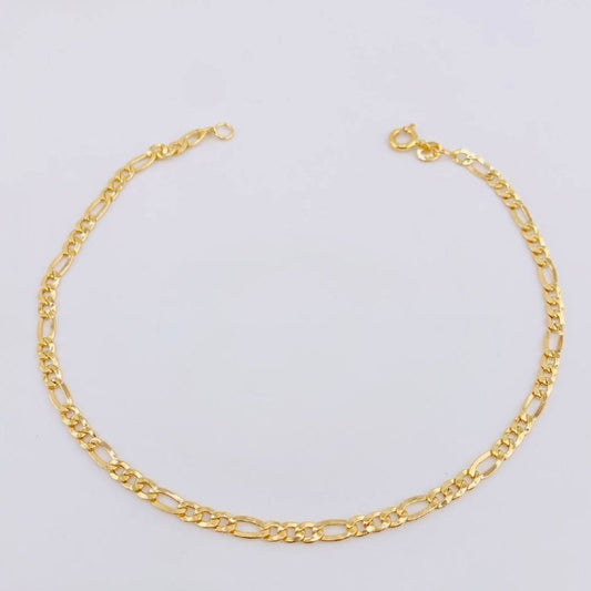 Tobillera Figaro 2.75gr / 9 3/4 in / 3.3mm Oro Amarillo +1 18K *