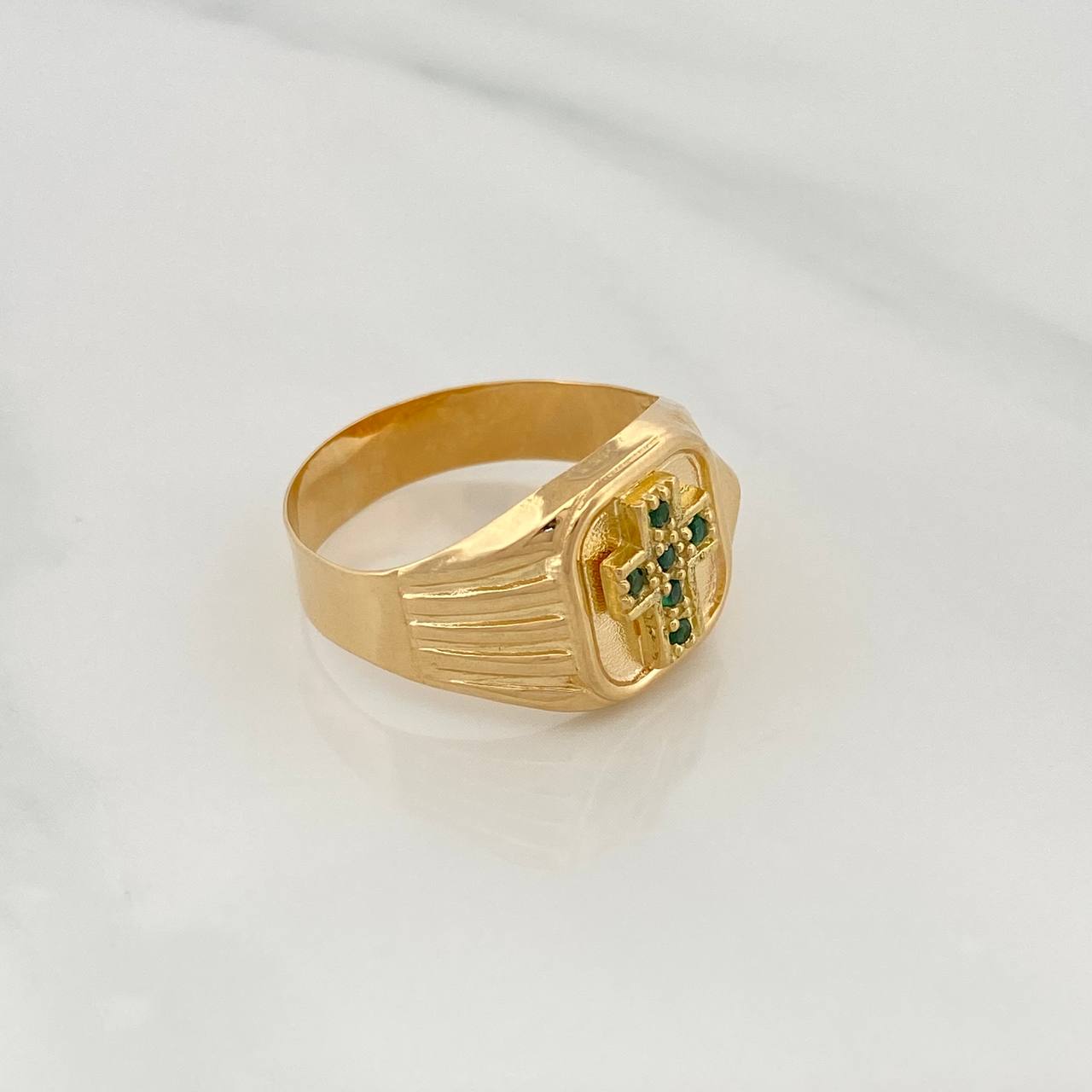 Anillo Sello Cruz 3.3gr / T10 / Oro Amarillo 18K &