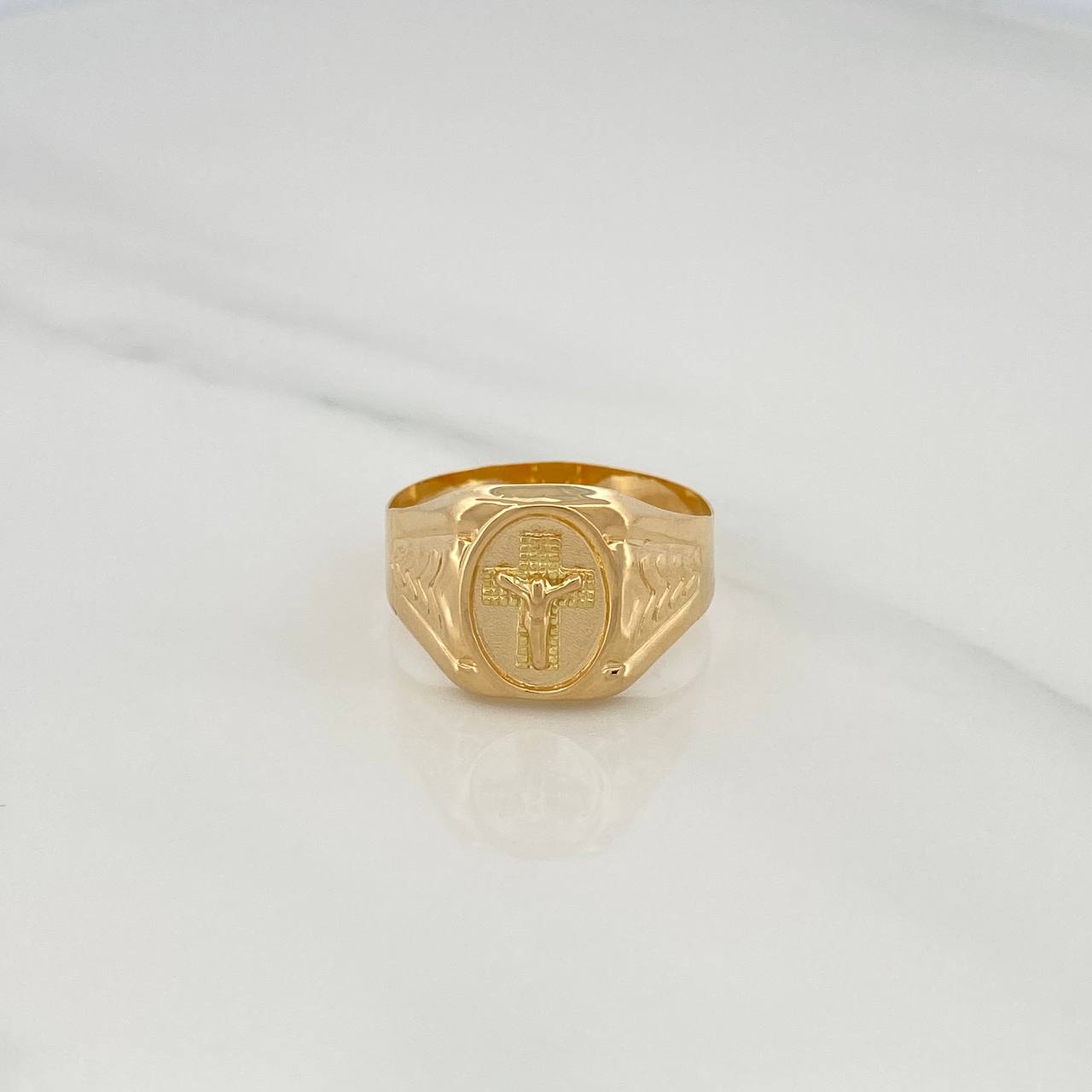 Anillo Cruz Cristo 3.05gr / T11 / Oro Amarillo 18K &