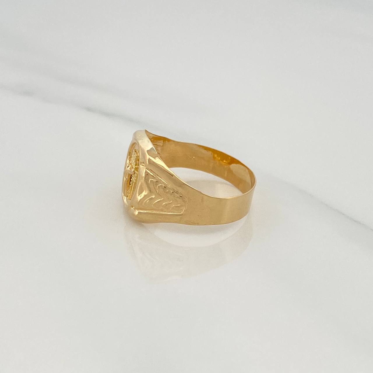 Anillo Cruz Cristo 3.05gr / T11 / Oro Amarillo 18K &