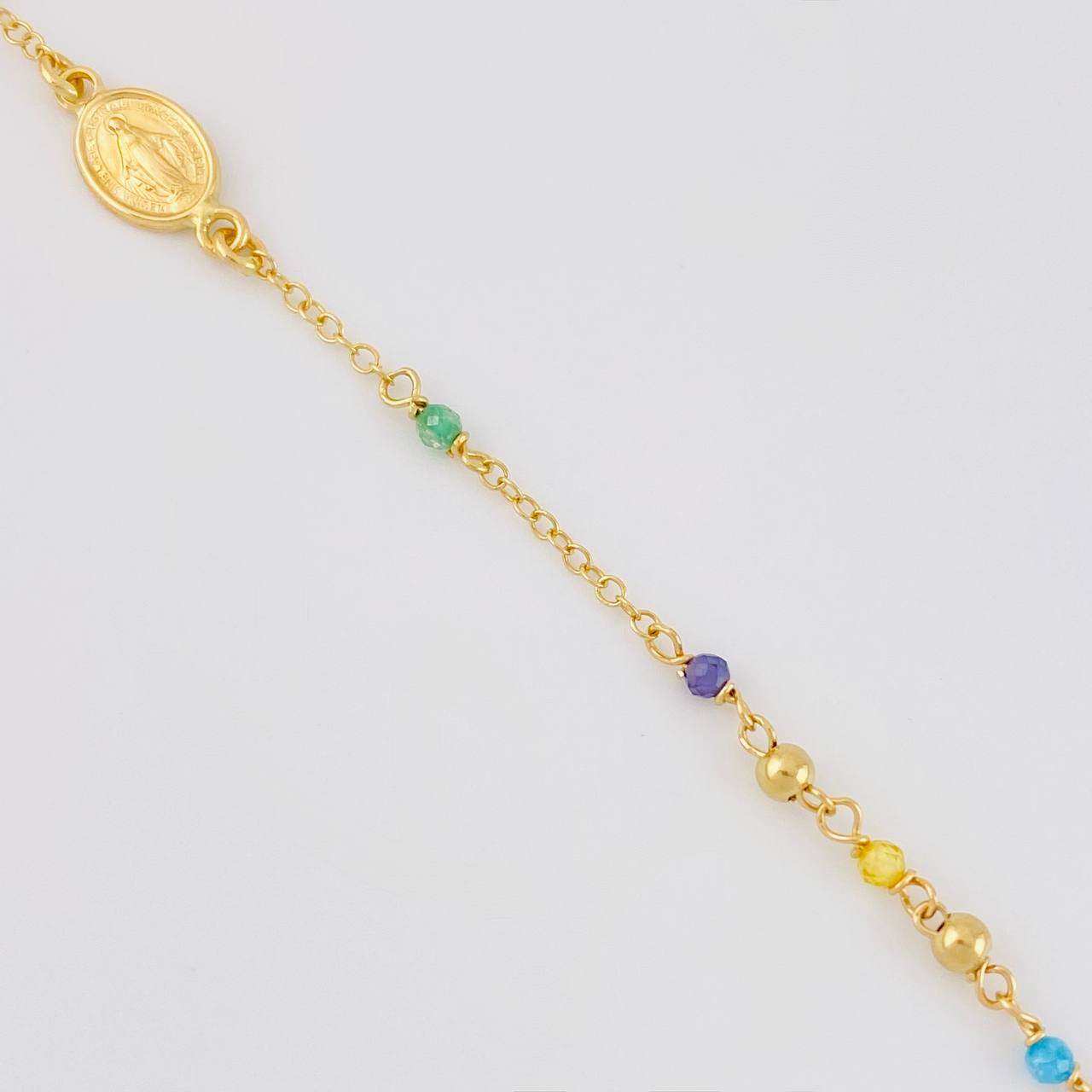 Bracelet Adjustable Rosary Miraculous Virgin 2g / 7 1/4 in - 6 1/2 in / 2.6mm Yellow Gold 18K
