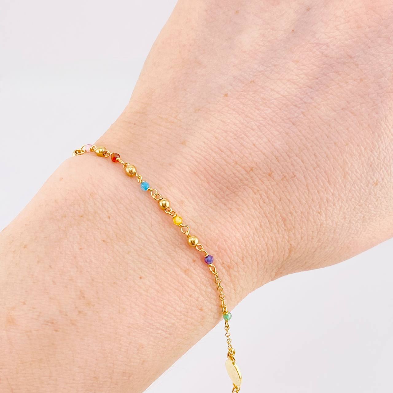 Bracelet Adjustable Rosary Miraculous Virgin 2g / 7 1/4 in - 6 1/2 in / 2.6mm Yellow Gold 18K