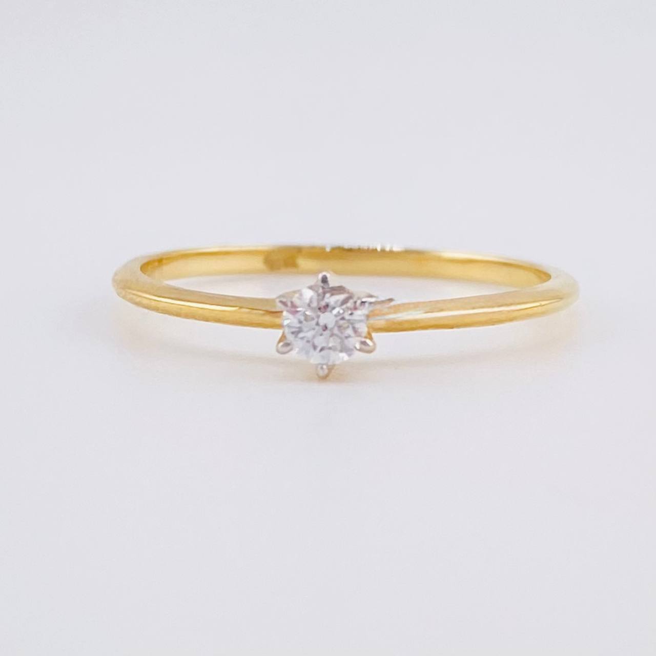 Anillo Solitario Seis Garras Diamante 7pts 1.25g / T6 1/2 Oro Amarillo 18K