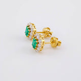 Topos Halo Tupido Esmeraldas 59pts Diamantes 47pts 2.95g / in / 9mm Oro Amarillo 18K