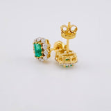 Topos Halo Tupido Esmeraldas 59pts Diamantes 47pts 2.95g / in / 9mm Oro Amarillo 18K