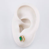 Topos Halo Tupido Esmeraldas 59pts Diamantes 47pts 2.95g / in / 9mm Oro Amarillo 18K