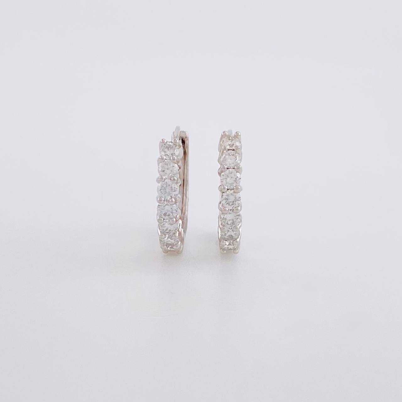 Hoop Earrings Carril Diamonds 34pts 1.7g / 1/2 in 18K White Gold